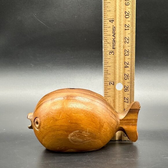 Vintage Mid Century Modern Wooden Puffer Fish Pencil Holder Paperweight Kitschy - Picture 10 of 11